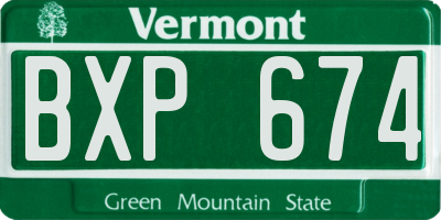 VT license plate BXP674