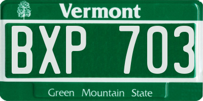 VT license plate BXP703