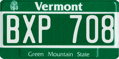 VT license plate BXP708