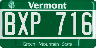 VT license plate BXP716