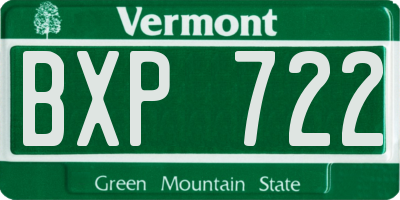 VT license plate BXP722