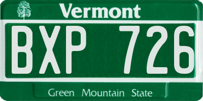 VT license plate BXP726