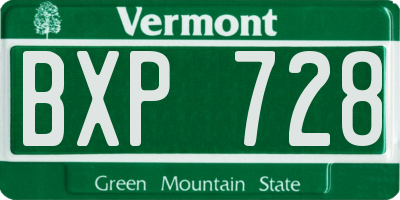 VT license plate BXP728