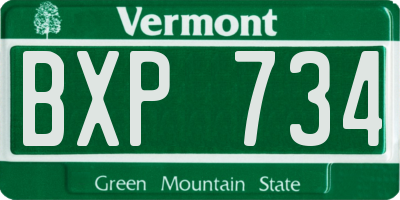 VT license plate BXP734