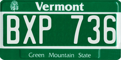 VT license plate BXP736