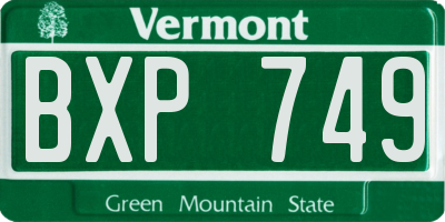 VT license plate BXP749