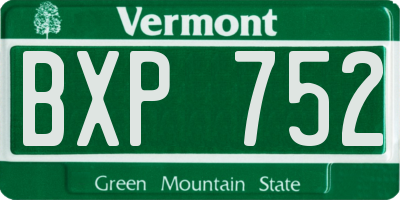 VT license plate BXP752