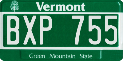 VT license plate BXP755
