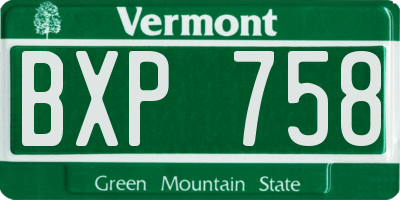 VT license plate BXP758