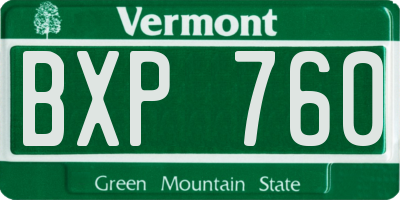 VT license plate BXP760