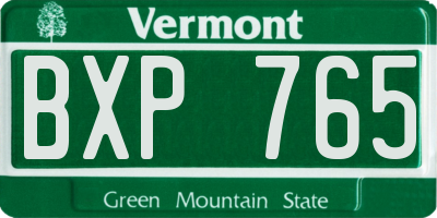 VT license plate BXP765