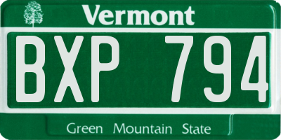 VT license plate BXP794