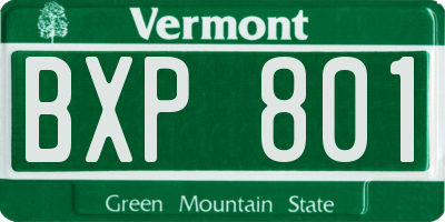 VT license plate BXP801