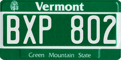 VT license plate BXP802