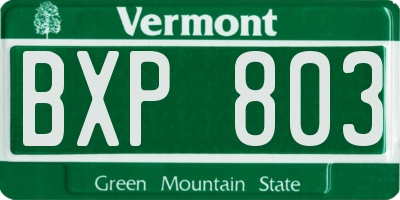 VT license plate BXP803