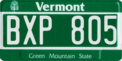 VT license plate BXP805