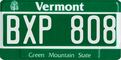 VT license plate BXP808