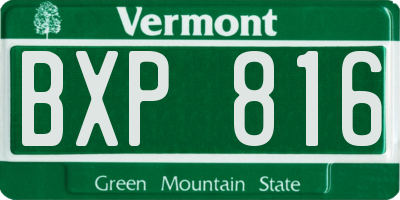 VT license plate BXP816