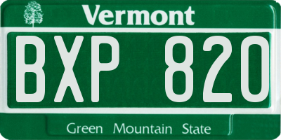 VT license plate BXP820