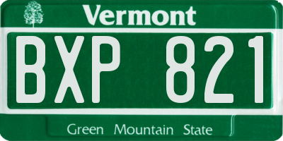VT license plate BXP821