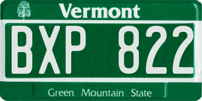 VT license plate BXP822
