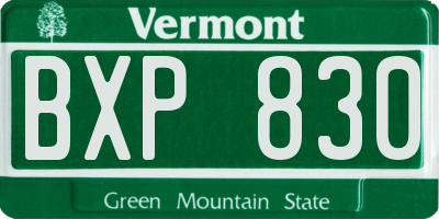 VT license plate BXP830