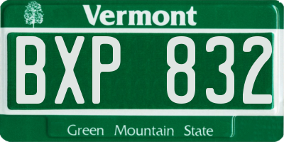 VT license plate BXP832