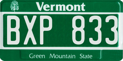 VT license plate BXP833