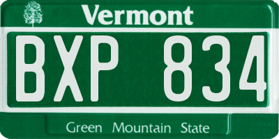 VT license plate BXP834