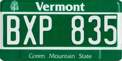 VT license plate BXP835