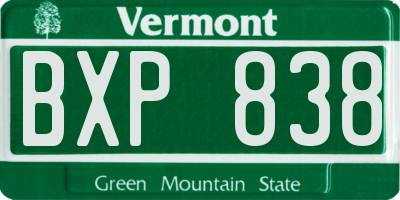 VT license plate BXP838