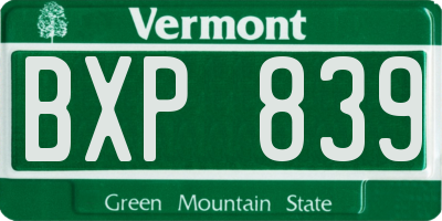 VT license plate BXP839