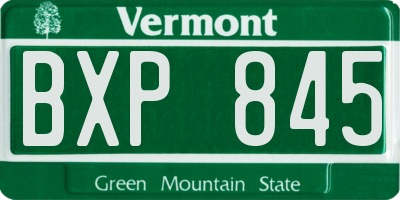 VT license plate BXP845