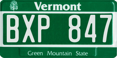VT license plate BXP847