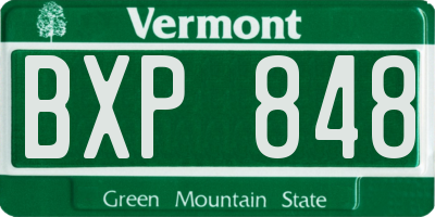 VT license plate BXP848