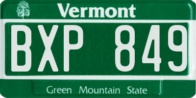 VT license plate BXP849