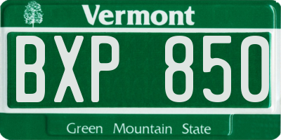 VT license plate BXP850
