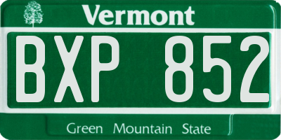 VT license plate BXP852