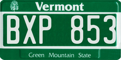 VT license plate BXP853