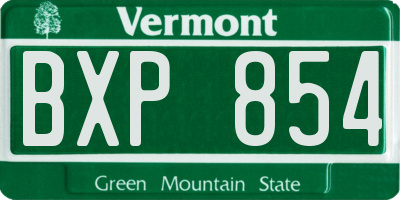VT license plate BXP854