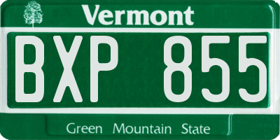 VT license plate BXP855