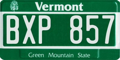 VT license plate BXP857