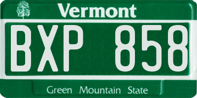 VT license plate BXP858