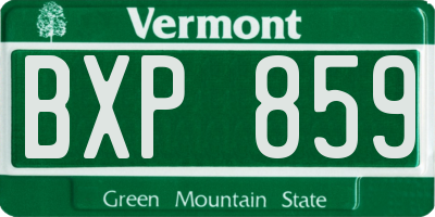 VT license plate BXP859