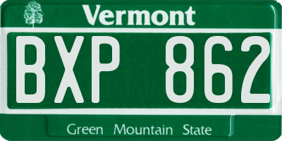 VT license plate BXP862