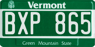 VT license plate BXP865