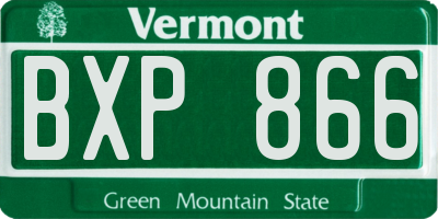 VT license plate BXP866