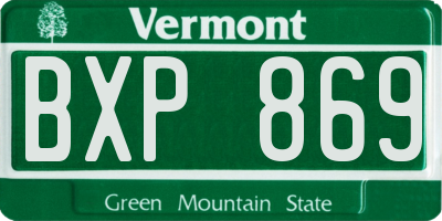 VT license plate BXP869