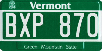 VT license plate BXP870