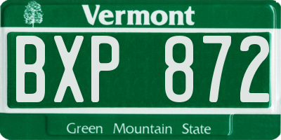 VT license plate BXP872